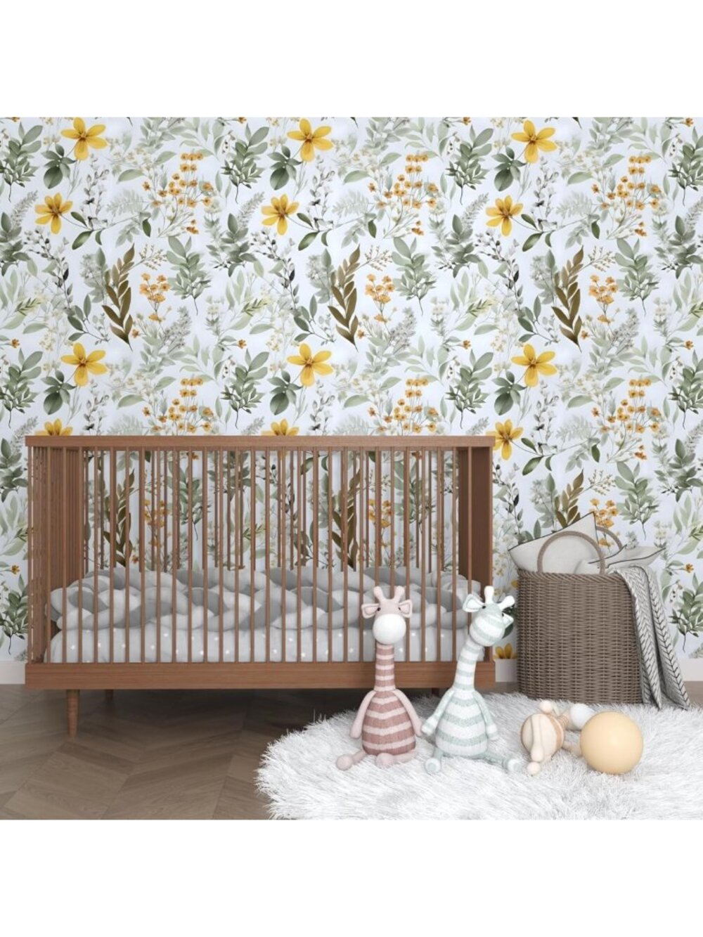 Peel and Stick Vintage Floral Wallpaper - Green Leaf Botanical Self-Adhesive - Picture 7 of 8